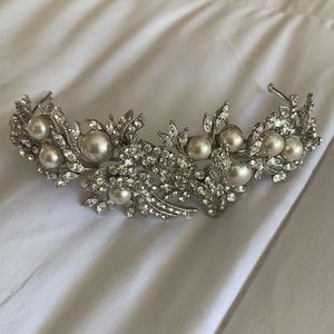 Head Piece Black Pearls Diamonds crystals